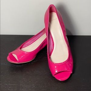 Cole Haan Peep Toe Patent Leather Wedge Size 7.5